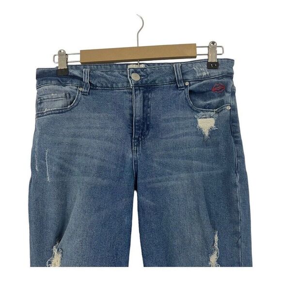 GB Gianni Bini Size 9 Distressed Raw Hem Live Life Embroidered Jeans - Picture 2 of 5